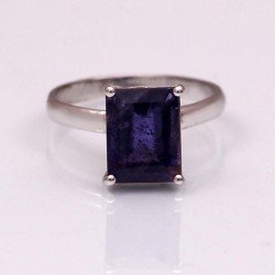 Redgem 925 Silver Ring for Women and Girls Natural Iolite Blue 7X9 MM Rectangle Redgem 925 Silver Ring for Women and Girls Natural Iolite Blue 7X9 MM Rectangle
