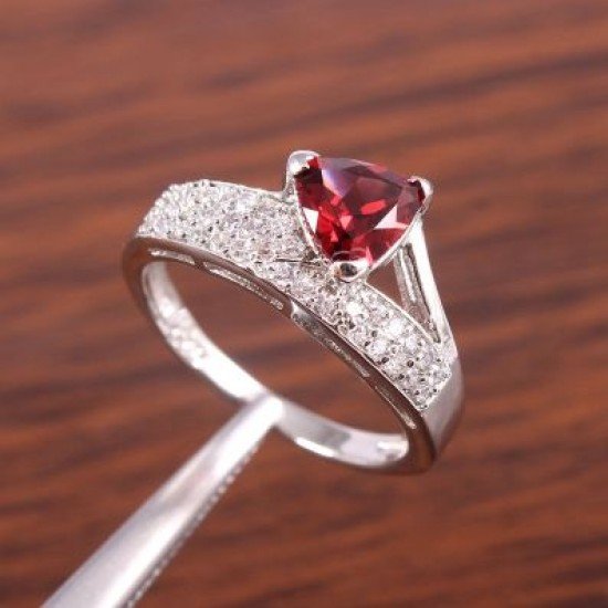 redgem 925 silver ring for women natural garnet red 7 mm triangle jarg415 women's fashion redgem 925 silver ring for women natural garnet red 7 mm triangle redgem 1595