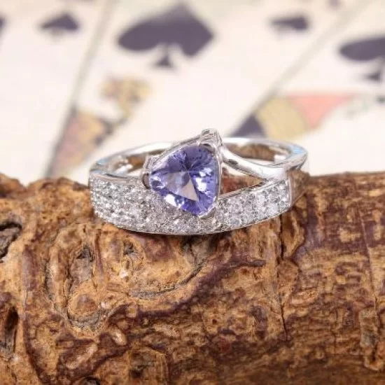 redgem 925 silver ring for women natural tanzanite blue 7 mm triangle jarg417 women's fashion redgem 925 silver ring for women natural tanzanite blue 7 mm triangle redgem 1597