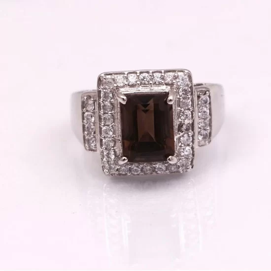 redgem 925 silver ring for women and girls natural smoky quartz brown 7x9 mm rectangle jarg42 women's fashion redgem 925 silver ring for women and girls natural smoky quartz brown 7x9 mm rectangle redgem 1005