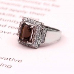 Redgem 925 Silver Ring for Women and Girls Natural Smoky Quartz Brown 7X9 MM Rectangle redgem 925 silver ring for women natural smoky quartz brown 7x9 mm oval jarg239 women's fashion redgem 925 silver ring for women natural smoky quartz brown 7x9 mm oval redgem 1426