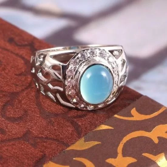 redgem sterling silver ring for women natural chalcedony blue 8x10 mm oval jarg428 women's fashion redgem sterling silver ring for women natural chalcedony blue 8x10 mm oval redgem 1607