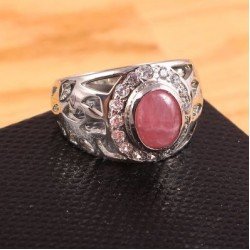 Redgem 925 Silver Ring for Women Natural Rhodochrosite Pink 8X10 MM Oval 