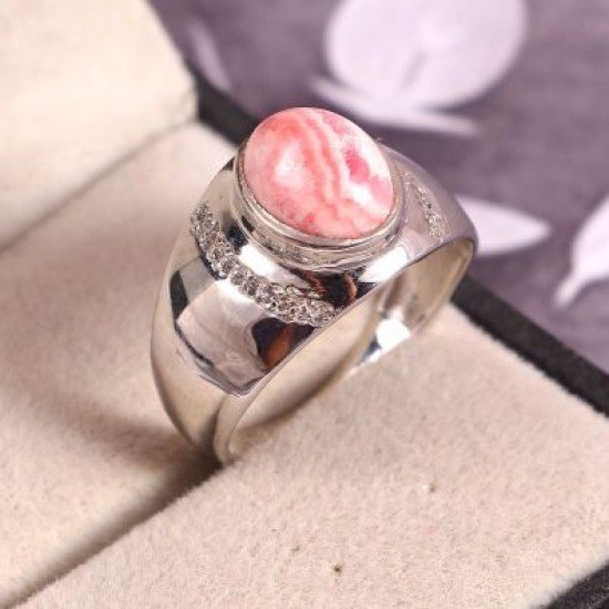 redgem sterling silver ring for women natural rhodochrosite pink 8x10 mm oval jarg432 women's fashion redgem sterling silver ring for women natural rhodochrosite pink 8x10 mm oval redgem 1611