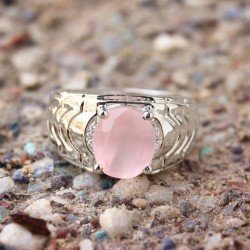Redgem Sterling Silver Ring for Women Natural Rose Quartz Pink 9X11 MM Oval