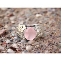 Redgem Sterling Silver Ring for Women Natural Rose Quartz Pink 9X11 MM Oval