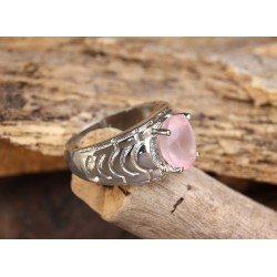 Redgem Sterling Silver Ring for Women Natural Rose Quartz Pink 9X11 MM Oval