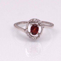 Redgem 925 Silver Ring for Women Natural Garnet Red 4X6 MM Oval Redgem 925 Silver Ring for Women Natural Garnet Red 4X6 MM Oval