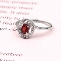 Redgem 925 Silver Ring for Women Natural Garnet Red 4X6 MM Oval Redgem 925 Silver Ring for Women Natural Garnet Red 4X6 MM Oval