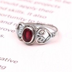 Redgem 925 Silver Ring for Women and Girls Natural Ruby Red 5X7 MM Oval Redgem 925 Silver Ring for Women and Girls Natural Ruby Red 5X7 MM Oval