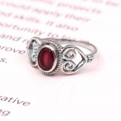 Redgem 925 Silver Ring for Women and Girls Natural Ruby Red 5X7 MM Oval redgem 925 silver ring for women and girls natural ruby pink 4x6 mm oval jarg67 women's fashion redgem 925 silver ring for women and girls natural ruby pink 4x6 mm oval redgem 1029