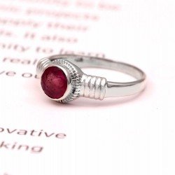 Redgem 925 Silver Ring for Women and Girls Natural Ruby Pink 6 MM Round Redgem 925 Silver Ring for Women and Girls Natural Ruby Pink 6 MM Round