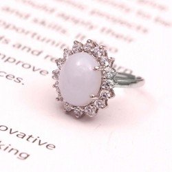 Redgem 925 Silver Ring for Women Natural Chalcedony White 10X12 MM Oval Redgem 925 Silver Ring for Women Natural Chalcedony White 10X12 MM Oval