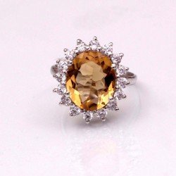 Redgem 925 Silver Ring for Women and Girls Natural Citrine Yellow 9X11 MM Oval Redgem 925 Silver Ring for Women and Girls Natural Citrine Yellow 9X11 MM Oval