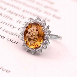 Redgem 925 Silver Ring for Women and Girls Natural Citrine Yellow 9X11 MM Oval Redgem 925 Silver Ring for Women and Girls Natural Citrine Yellow 9X11 MM Oval