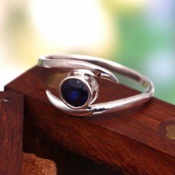 Redgem 925 Silver Ring for Women and Girls Natural Blue Sapphire 5 MM Round Redgem 925 Silver Ring for Women and Girls Natural Blue Sapphire 5 MM Round