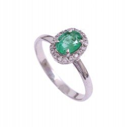 Redgem 925 Silver Ring for Women Precious Gem Natural Emerald Green 5X7 MM Oval