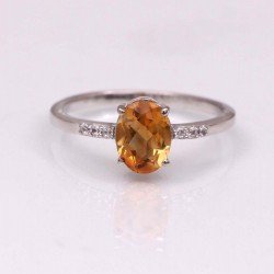 Redgem 925 Silver Ring for Women and Girls Natural Citrine Yellow 6X8 MM Oval Redgem 925 Silver Ring for Women and Girls Natural Citrine Yellow 6X8 MM Oval