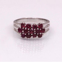 Redgem 925 Silver Ring for Women and Girls Natural Garnet Pink 3 MM Round