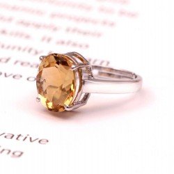 Redgem 925 Silver Ring for Women and Girls Natural Citrine Yellow 10X12 MM Oval Redgem 925 Silver Ring for Women and Girls Natural Citrine Yellow 10X12 MM Oval