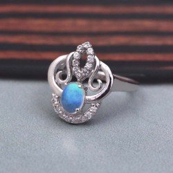 Redgem 925 Silver Ring for Women and Girls Natural Rainbow Moonstone White 5X7 MM Oval Redgem 925 Silver Ring for Women and Girls Natural Rainbow Moonstone White 5X7 MM Oval