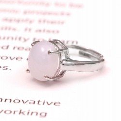 Redgem 925 Silver Ring for Women and Girls Natural Chalcedony White 10X12 MM Oval Redgem 925 Silver Ring for Women and Girls Natural Chalcedony White 10X12 MM Oval