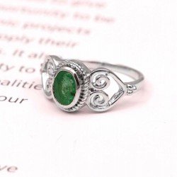 Redgem 925 Silver Ring for Women and Girls Natural Emerald Green 5X7 MM Oval Redgem 925 Silver Ring for Women and Girls Natural Emerald Green 5X7 MM Oval