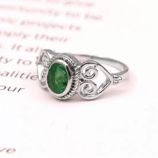 Tribal Emerald Ring - Green Solitaire Ring, Green Vintage Ring – Adina Stone  Jewelry