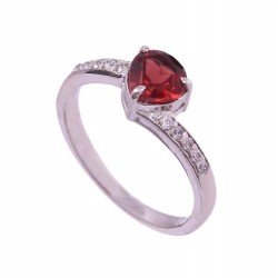 Redgem 925 Silver Ring for Women Natural Garnet Red 6 MM Heart Redgem 925 Silver Ring for Women Natural Garnet Red 6 MM Heart