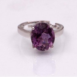 Redgem Silver 925 Ring for Women and Girls Natural Amethyst Purple 10X12 MM Oval