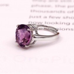 Redgem Silver 925 Ring for Women and Girls Natural Amethyst Purple 10X12 MM Oval Redgem Silver 925 Ring for Women and Girls Natural Amethyst Purple 10X12 MM Oval