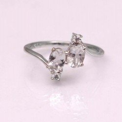 Redgem 925 Silver Ring for Women Natural Rock Crystal Colorless 4X6 MM Oval Redgem 925 Silver Ring for Women Natural Rock Crystal Colorless 4X6 MM Oval