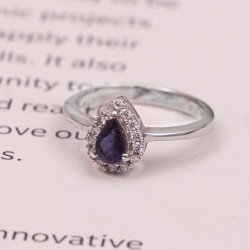 Redgem 925 Silver Ring for Women and Girls Natural Iolite Blue 4X6 MM Pear Redgem 925 Silver Ring for Women and Girls Natural Iolite Blue 4X6 MM Pear