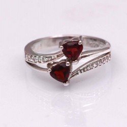 Redgem 925 Silver Ring for Women and Girls Natural Garnet Red 5 MM Heart Redgem 925 Silver Ring for Women and Girls Natural Garnet Red 5 MM Heart