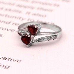 Redgem 925 Silver Ring for Women and Girls Natural Garnet Red 5 MM Heart Redgem 925 Silver Ring for Women and Girls Natural Garnet Red 5 MM Heart