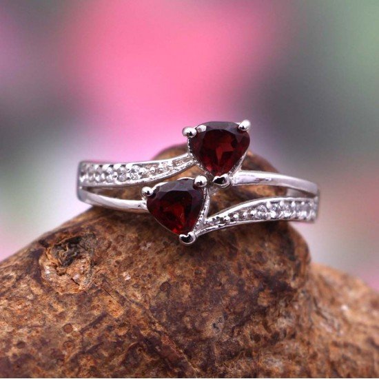 redgem 925 silver ring for women and girls natural garnet red 5 mm heart jarg78 women's fashion redgem 925 silver ring for women and girls natural garnet red 5 mm heart redgem 1039