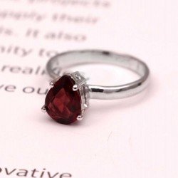 Redgem 925 Silver Ring for Women and Girls Natural Garnet Red 7X9 MM Pear Redgem 925 Silver Ring for Women and Girls Natural Garnet Red 7X9 MM Pear