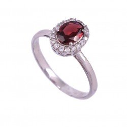 Redgem 925 Silver Ring for Women Natural Garnet Red 5X7 MM Oval