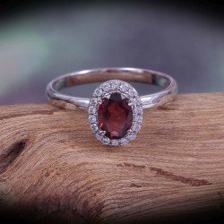 Redgem 925 Silver Ring for Women Natural Garnet Red 5X7 MM Oval Redgem 925 Silver Ring for Women Natural Garnet Red 5X7 MM Oval