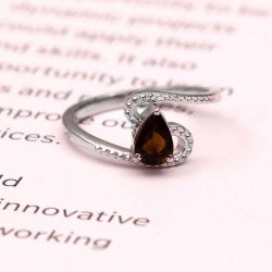 Redgem 925 Silver Ring for Women Natural Tourmaline Brown 5X7 MM Pear Redgem 925 Silver Ring for Women Natural Tourmaline Brown 5X7 MM Pear