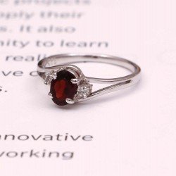 Redgem 925 Silver Ring for Women and Girls Natural Garnet Red 5X7 MM Oval Redgem 925 Silver Ring for Women and Girls Natural Garnet Red 5X7 MM Oval