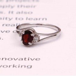 Redgem 925 Silver Ring for Women and Girls Natural Garnet Red 5X7 MM Oval Redgem 925 Silver Ring for Women and Girls Natural Garnet Red 5X7 MM Oval