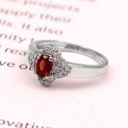 Redgem 925 Silver Ring for Women Precious Natural Garnet Red 4X6 MM Oval Redgem 925 Silver Ring for Women Precious Natural Garnet Red 4X6 MM Oval