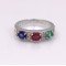 Redgem 925 Silver Ring for Women and Girls Natural Ruby, Emerald, Blue Sapphire 4X6 MM Oval