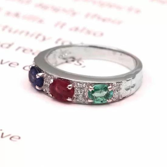 Antique Art Deco Diamond, Ruby, and Emerald Ring in 14 Karat Gold |  Grandview Mercantile