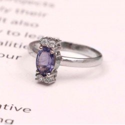 Redgem 925 Silver Ring for Women and Girls Natural Tanzanite Blue 5X7 MM Oval redgem sterling silver ring for women natural tanzanite blue 4 mm round jarg284 women's fashion natural blue tanzanite sterling silver ring – exquisite 4mm round gemstone by redgem redgem 1470