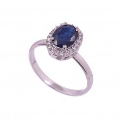 Redgem 925 Silver Ring for Women Natural Blue Sapphire 6X8 MM Oval Redgem 925 Silver Ring for Women Natural Blue Sapphire 6X8 MM Oval