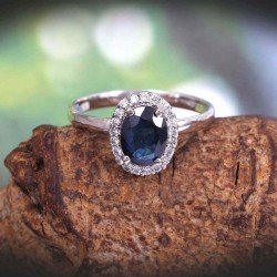 Redgem 925 Silver Ring for Women Natural Blue Sapphire 6X8 MM Oval Redgem 925 Silver Ring for Women Natural Blue Sapphire 6X8 MM Oval
