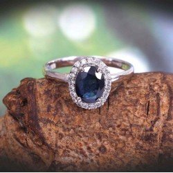 Redgem 925 Silver Ring for Women Natural Blue Sapphire 6X8 MM Oval Redgem 925 Silver Ring for Women Natural Blue Sapphire 6X8 MM Oval