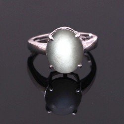 Redgem 925 Silver Ring for Women and Girls Natural Moonstone Grey 10X12 MM Oval